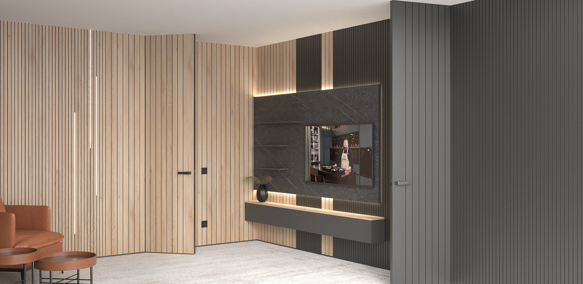 Двери и стеновые панели LINEA c рифленым реечным дизайном